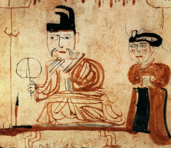 晋《地主庄园图》另,最早出土的帛画为春秋战国时期的《龙凤仕女图》
