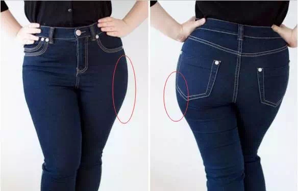 "假胯宽"会从视觉上造成腿短的效果,大腿外侧多出一块肉.