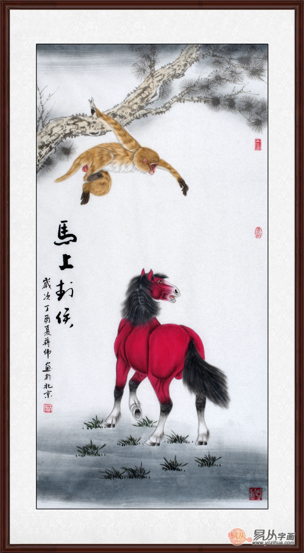 送礼佳品 蒋伟四尺竖幅动物画《马上封侯》