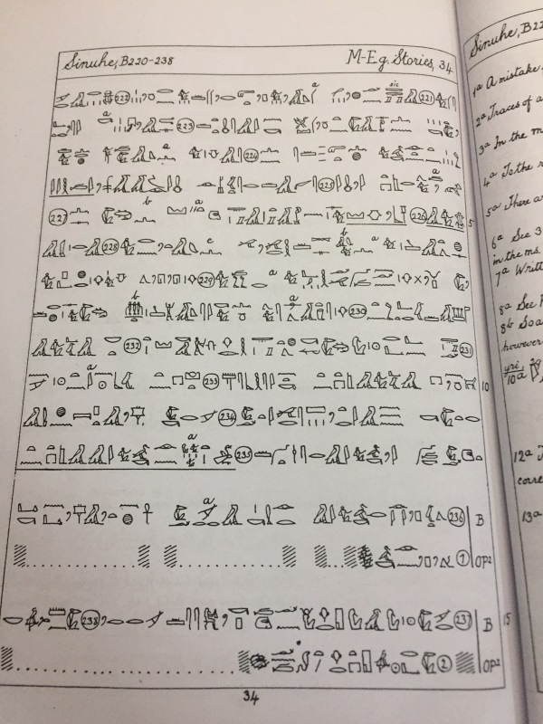 這是上學期翻譯的中埃及語文獻《辛努西的故事》(the story of