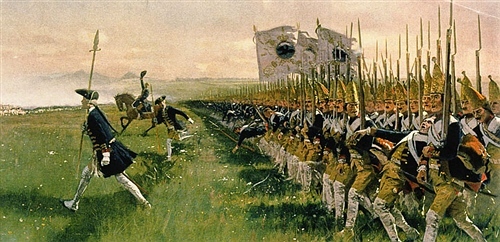 1745年霍亨弗里德堡战役,普鲁士线列步兵正在进攻